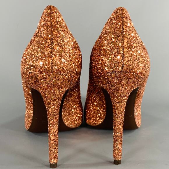 MICHAEL KORS COLLECTION Size 9.5 Copper Glittered Leather Trim Stiletto Pumps - Picture 3 of 10